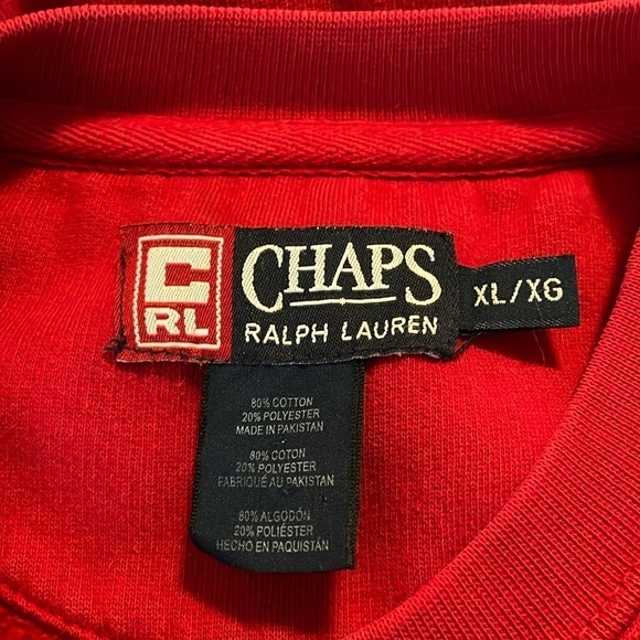 Chaps Ralph Lauren Vintage 90s Embroidered Flag USA Red Crewneck Sweatshirt‎ XL - Picture 4 of 5